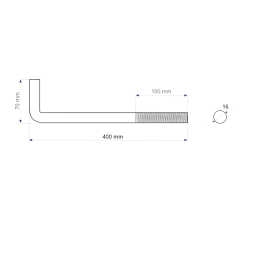 Kotwa murłat 16x400x68 - śruba L