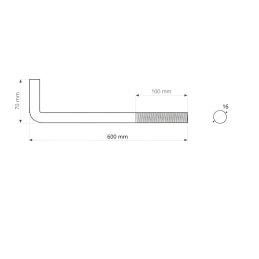 Kotwa murłat 16x600x68 - śruba L