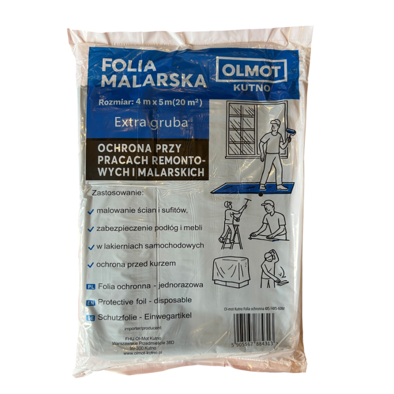 Folia malarska ochronna budowlana 4x5 EXTRA GRUBA waga 1 kg