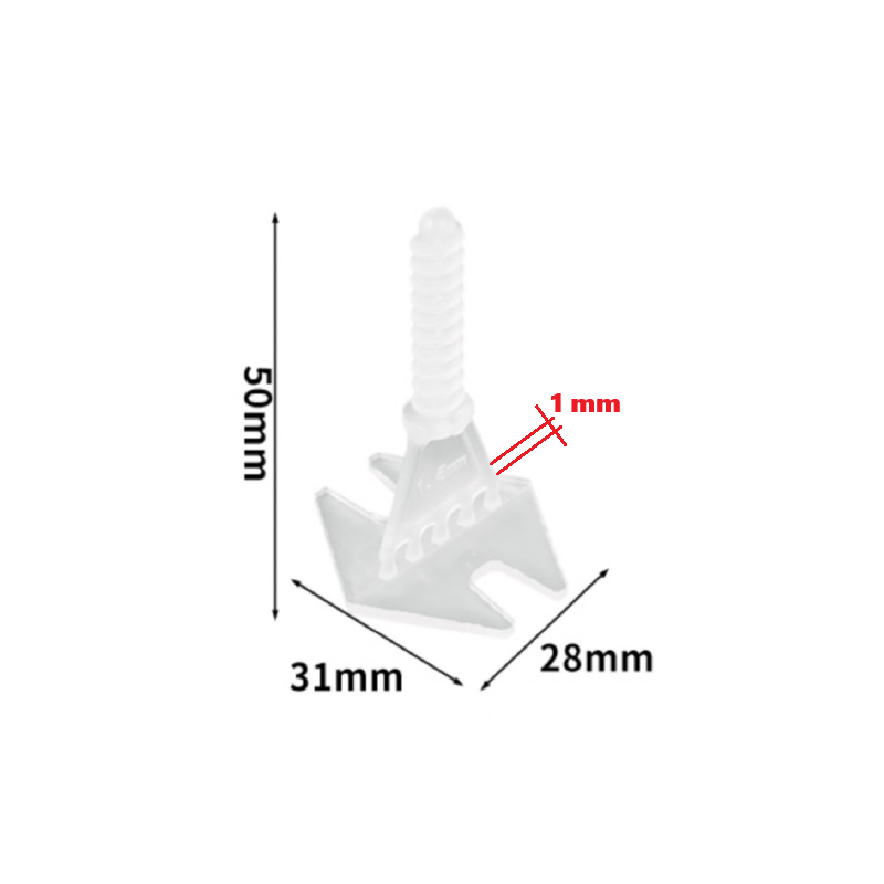 Uchwyt do systemu poziomowania 1 mm płytek glazury  - 100 szt