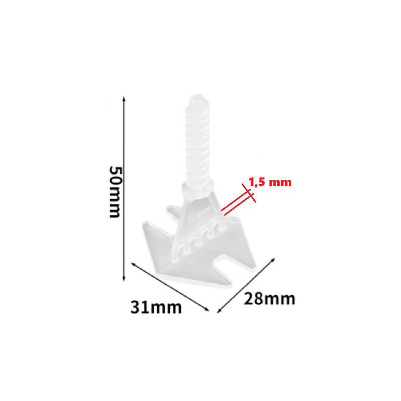 Uchwyt do systemu poziomowania 1,5 mm płytek glazury  - 100 szt