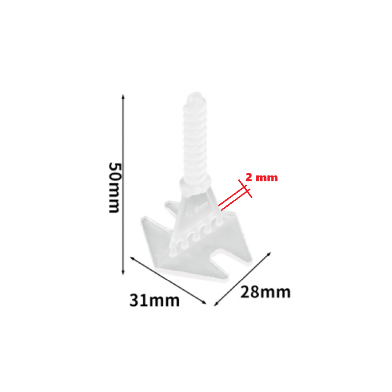 Uchwyt do systemu poziomowania 2 mm płytek glazury  - 100 szt